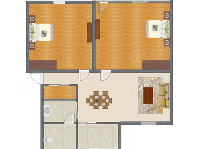 2室2厅 128.00平米
