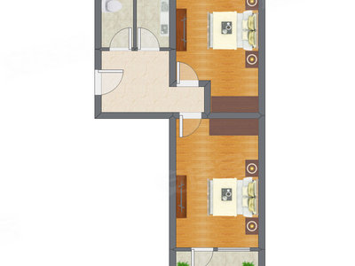 2室1厅 40.97平米户型图