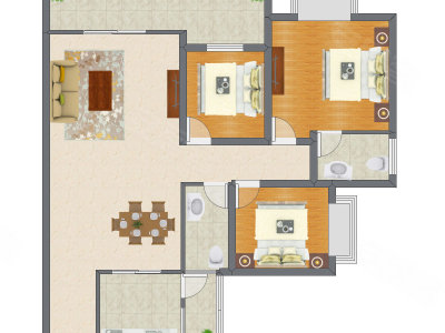 3室2厅 122.72平米户型图
