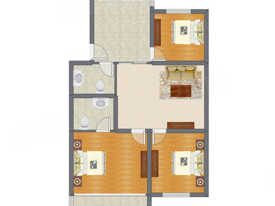 3室1厅 117.10平米户型图
