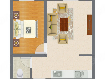 1室1厅 34.33平米