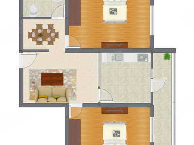 2室2厅 99.43平米户型图