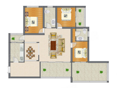 3室2厅 99.54平米