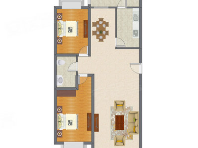 2室2厅 116.00平米户型图