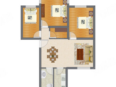 3室2厅 84.36平米户型图