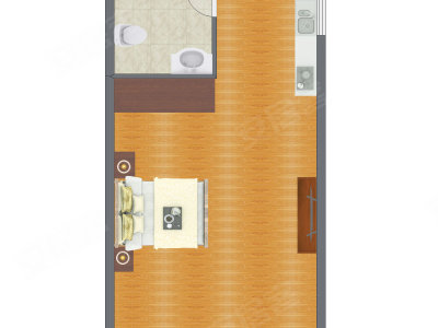 1室1厅 55.95平米户型图