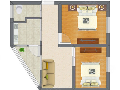 2室1厅 52.90平米户型图