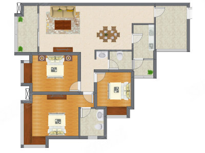 3室2厅 121.55平米