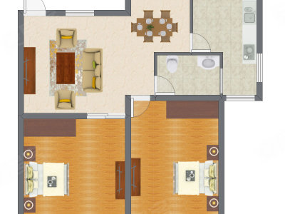 2室2厅 75.94平米