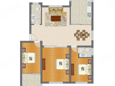 3室2厅 131.40平米