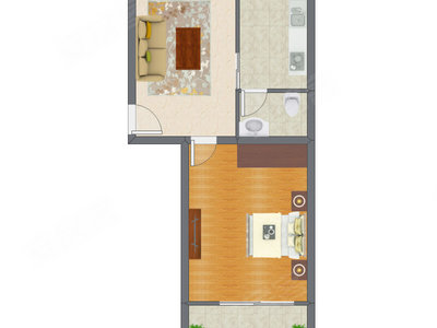 1室1厅 71.03平米户型图