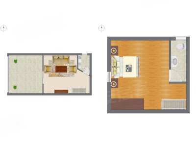 1室1厅 39.47平米户型图
