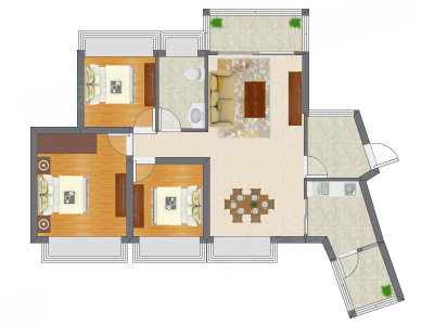 3室2厅 90.02平米