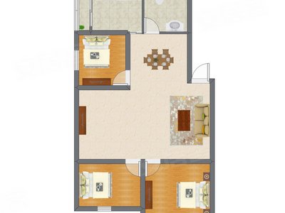 3室2厅 72.00平米