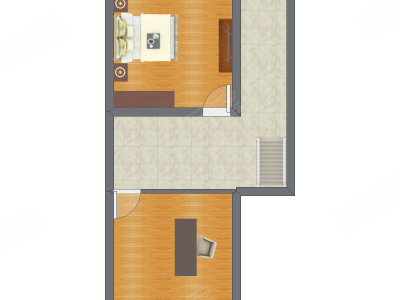 1室1厅 48.90平米户型图