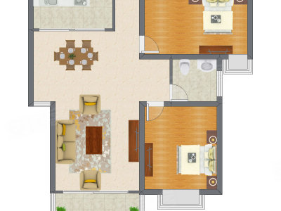 2室2厅 88.73平米户型图