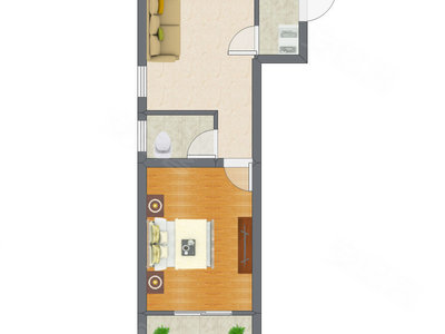 1室1厅 47.71平米户型图