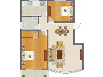 2室2厅 101.52平米户型图