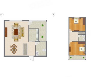 2室2厅 59.88平米