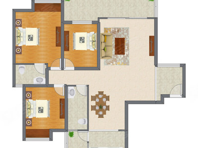 3室2厅 112.00平米户型图