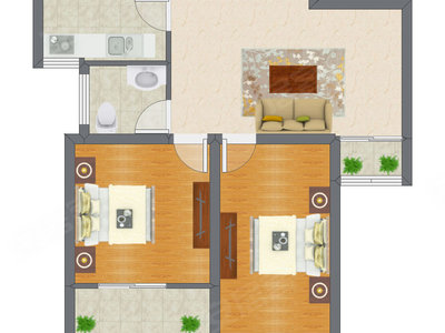 2室2厅 89.60平米户型图