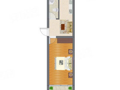 1室1厅 38.22平米