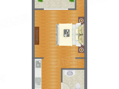 1室1厅 35.21平米户型图