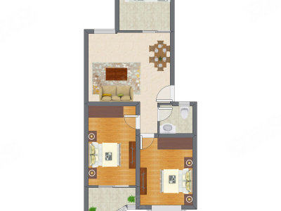 2室1厅 94.98平米户型图