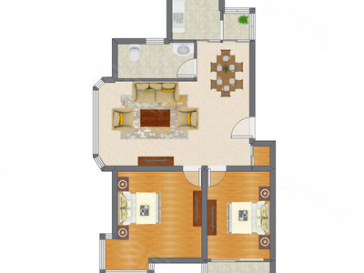 2室2厅 99.16平米户型图