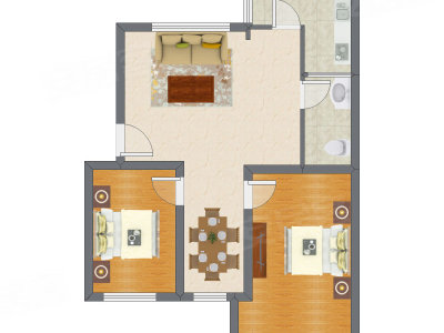 2室2厅 81.30平米户型图
