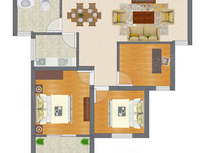 3室2厅 55.12平米