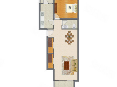 1室2厅 95.20平米户型图