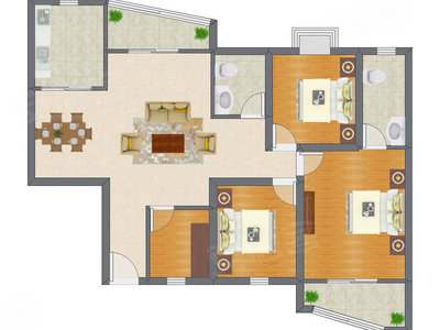 3室1厅 82.69平米