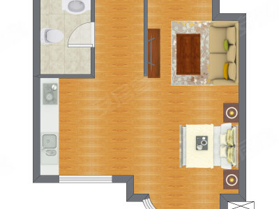 1室0厅 56.02平米户型图
