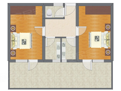 2室1厅 64.27平米