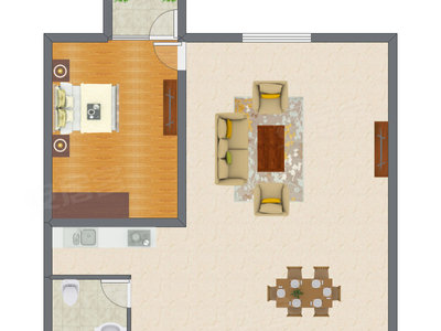 1室1厅 87.30平米户型图