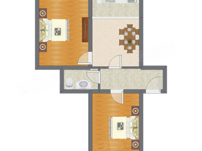 2室1厅 77.00平米户型图