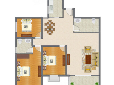 3室2厅 160.54平米