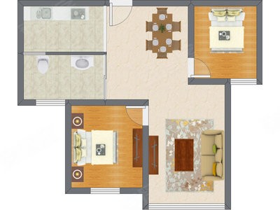 2室2厅 78.18平米户型图