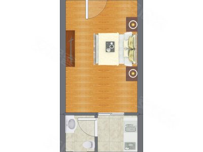 1室0厅 31.67平米户型图