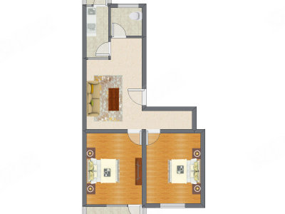 2室1厅 81.98平米户型图
