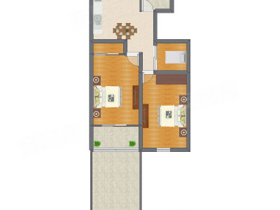 3室1厅 75.65平米