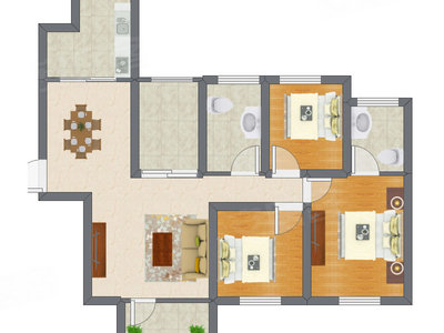 3室2厅 59.78平米