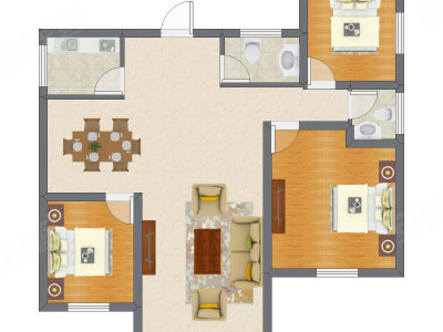 3室2厅 76.36平米