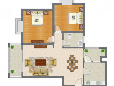 3室2厅 101.34平米户型图