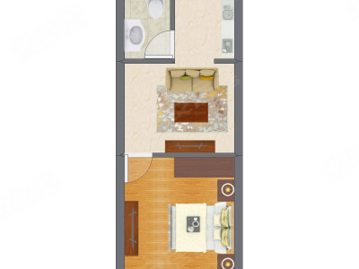 1室1厅 25.01平米户型图