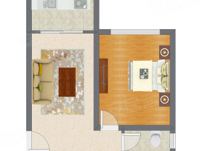 1室1厅 59.38平米户型图