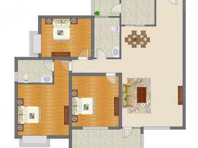 3室2厅 198.00平米户型图