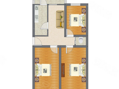 3室1厅 83.75平米
