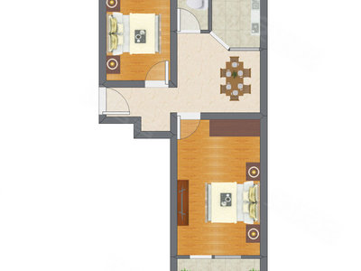2室1厅 58.32平米户型图